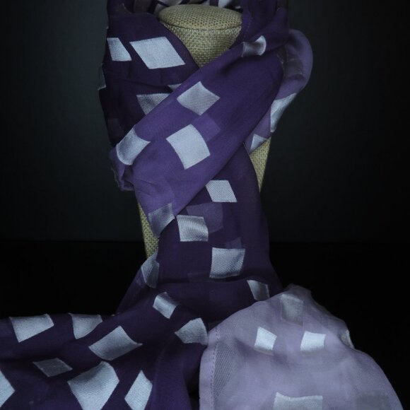 Handmade Dark Purple Silk Scarf - Picture 5 of 7
